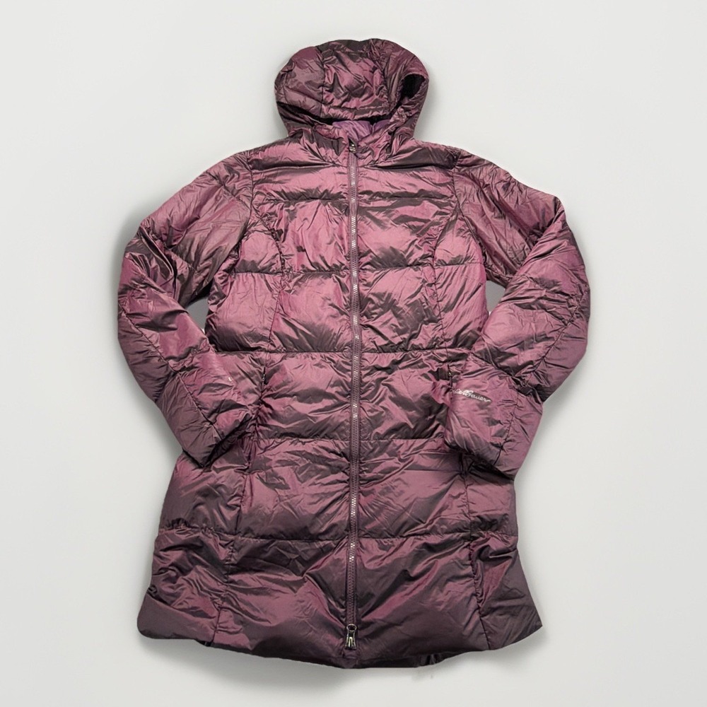 Eddie Bauer Luna Peak Down Parka Womens Small Purple EB550 Hooded Jacket Coat